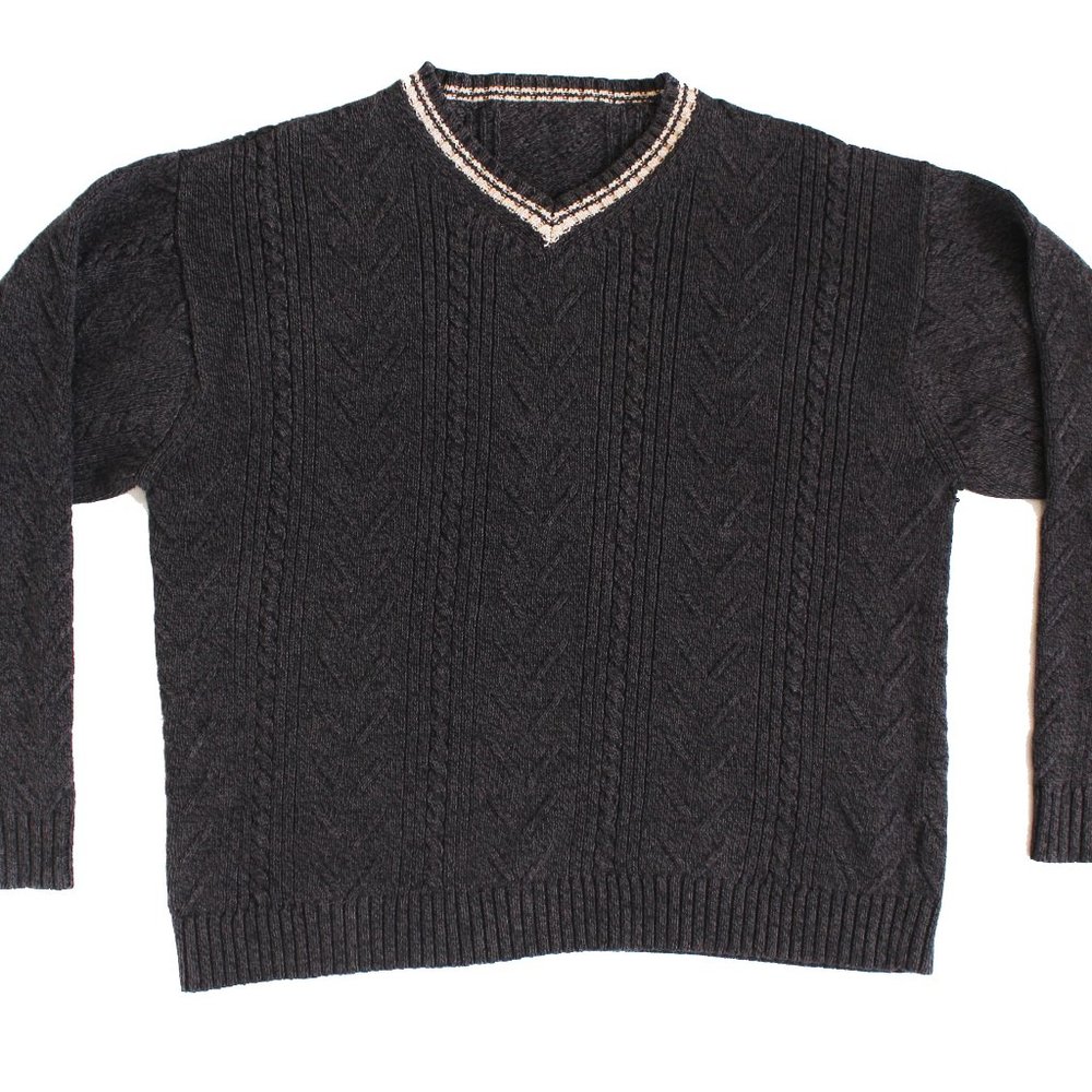 Cropped Vintage Gray Knit Sweater